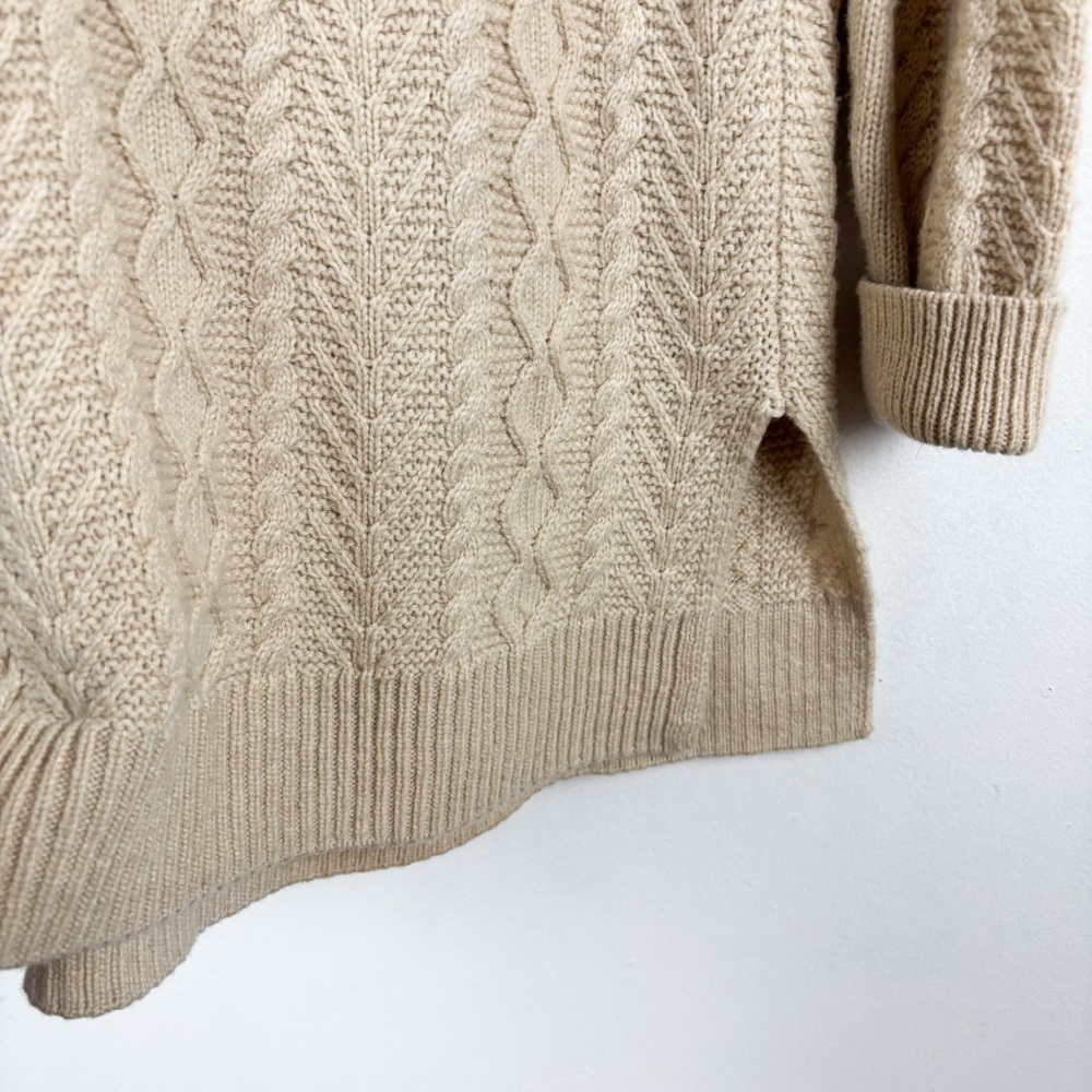 Halogen Cream Cable Knit Turtleneck Sweater Dress Sz L - Picture 5 of 6